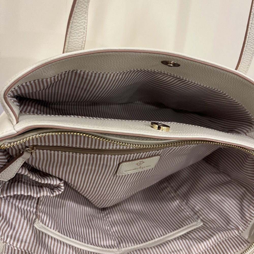 Nanette Lepore White Vegan Leather Pebble Tote Purse Smaller Bag Inside NWT Rice - Picture 13 of 16